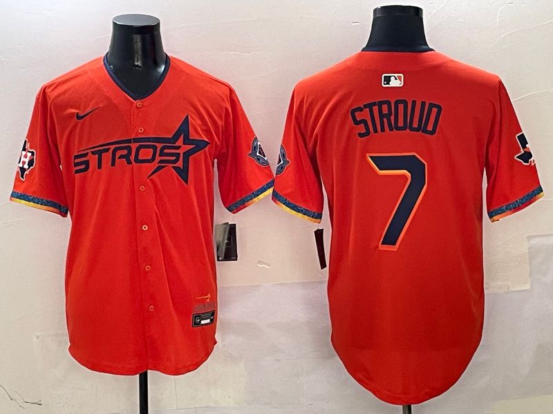 Men Houston Astros #7 Stroud Orange Fourth generation Joint Name Nike 2025 MLB Jersey style 1